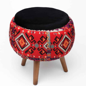 Small Decorative Persian Ottoman – Iranian Pattern with Durable Wooden Base