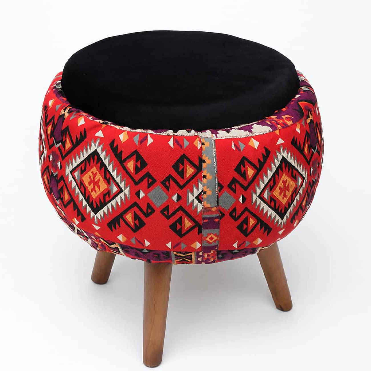 Small Decorative Persian Ottoman – Iranian Pattern with Durable Wooden Base