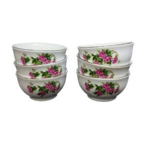 Small Nostalgic Red Rose Porcelain Bowl – Perfect for Home and Entertaining (Set of 6)