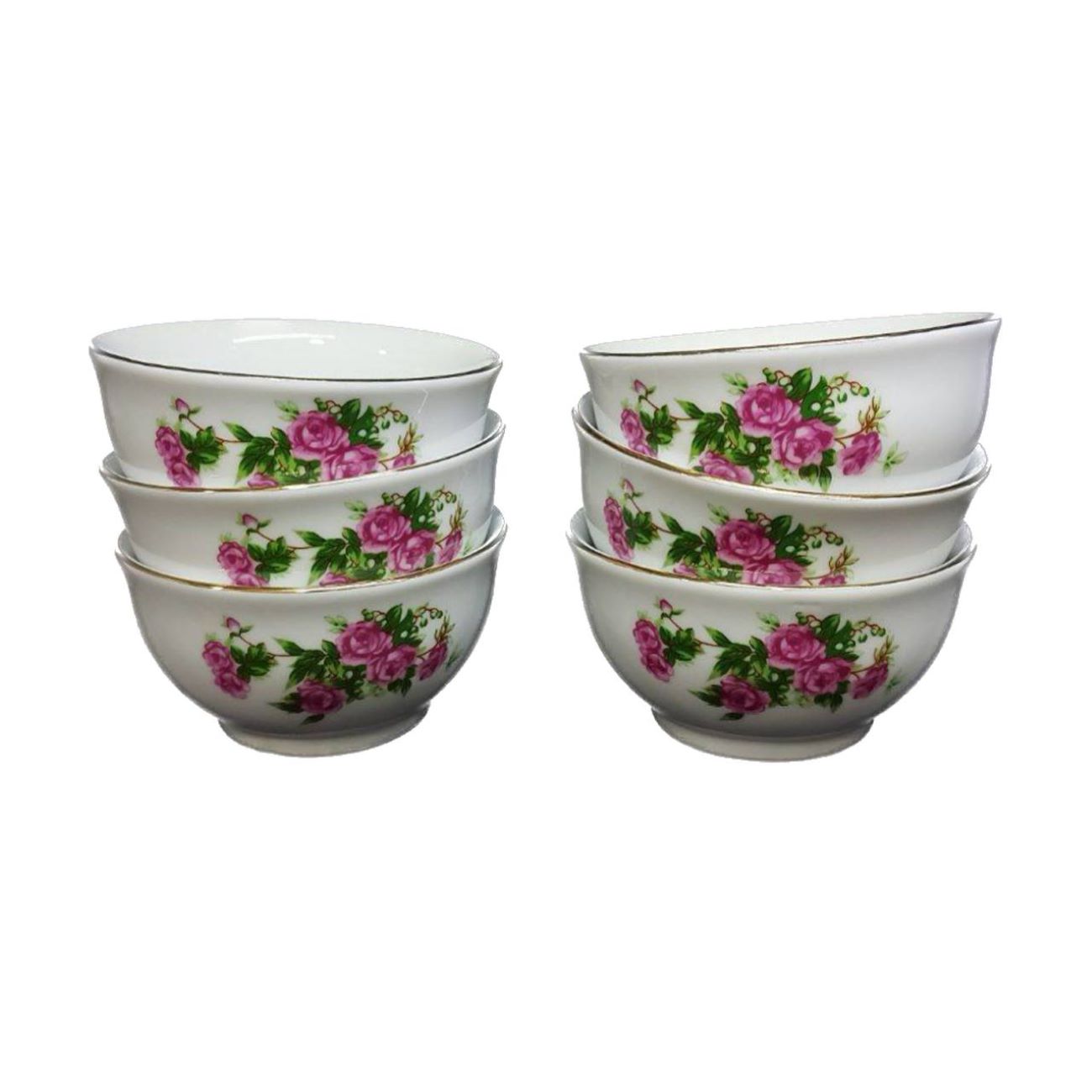 Small Nostalgic Red Rose Porcelain Bowl – Perfect for Home and Entertaining (Set of 6)