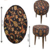 Smoky Grey Persian-Style Ottoman – Elegant Velvet Puff with Wooden Legs & MDF Base