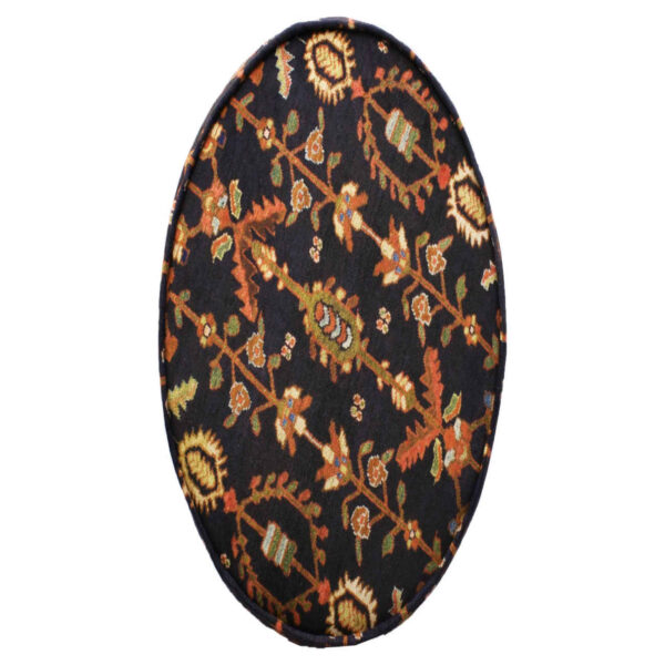 Smoky Grey Persian-Style Ottoman – Elegant Velvet Puff with Wooden Legs & MDF Base