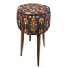 Smoky Grey Persian-Style Ottoman – Elegant Velvet Puff with Wooden Legs & MDF Base