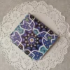 Snap Button Persian Leather Card Wallet – Turquoise Tile Design