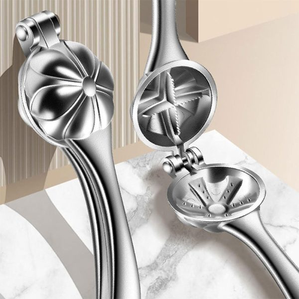 Stainless Steel Lever Nutcracker – Steel Handle & Body, Ergonomic, for Walnuts & Chestnuts, Floral Design