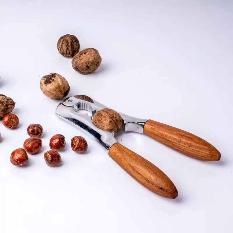 Stylish Wooden-Handled Nutcracker with Durable Metal Body — Perfect for Cracking Almonds, Walnuts, and Hazelnuts