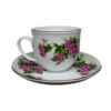 Traditional Ceramic Cup & Saucer Set – 12-Piece with Red Rose Motif
