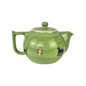 Traditional Hand-Painted Ceramic Teapot with Persian-Inspired Goat Pattern