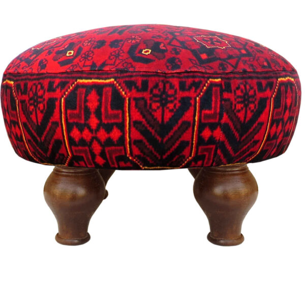 Traditional Persian Velvet Ottoman – Warm Colors in Soft Filling & Durable MDF Frame