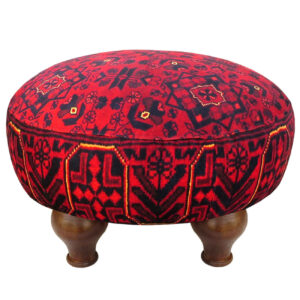 Traditional Persian Velvet Ottoman – Warm Colors in Soft Filling & Durable MDF Frame