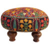 Traditional Persian Velvet Ottoman – Seven Vibrant Colors & Carved Wooden Legs