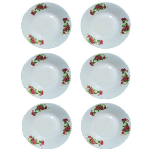 Traditional Red Rose Soup Bowl – Elegant Nostalgic Porcelain (Set of 6)