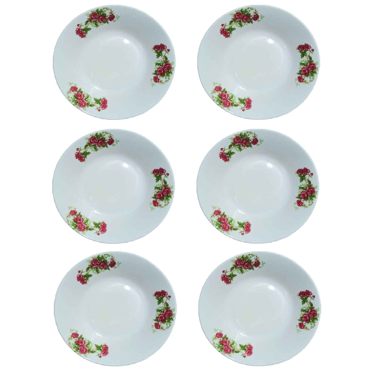 Traditional Red Rose Soup Bowl – Elegant Nostalgic Porcelain (Set of 6)