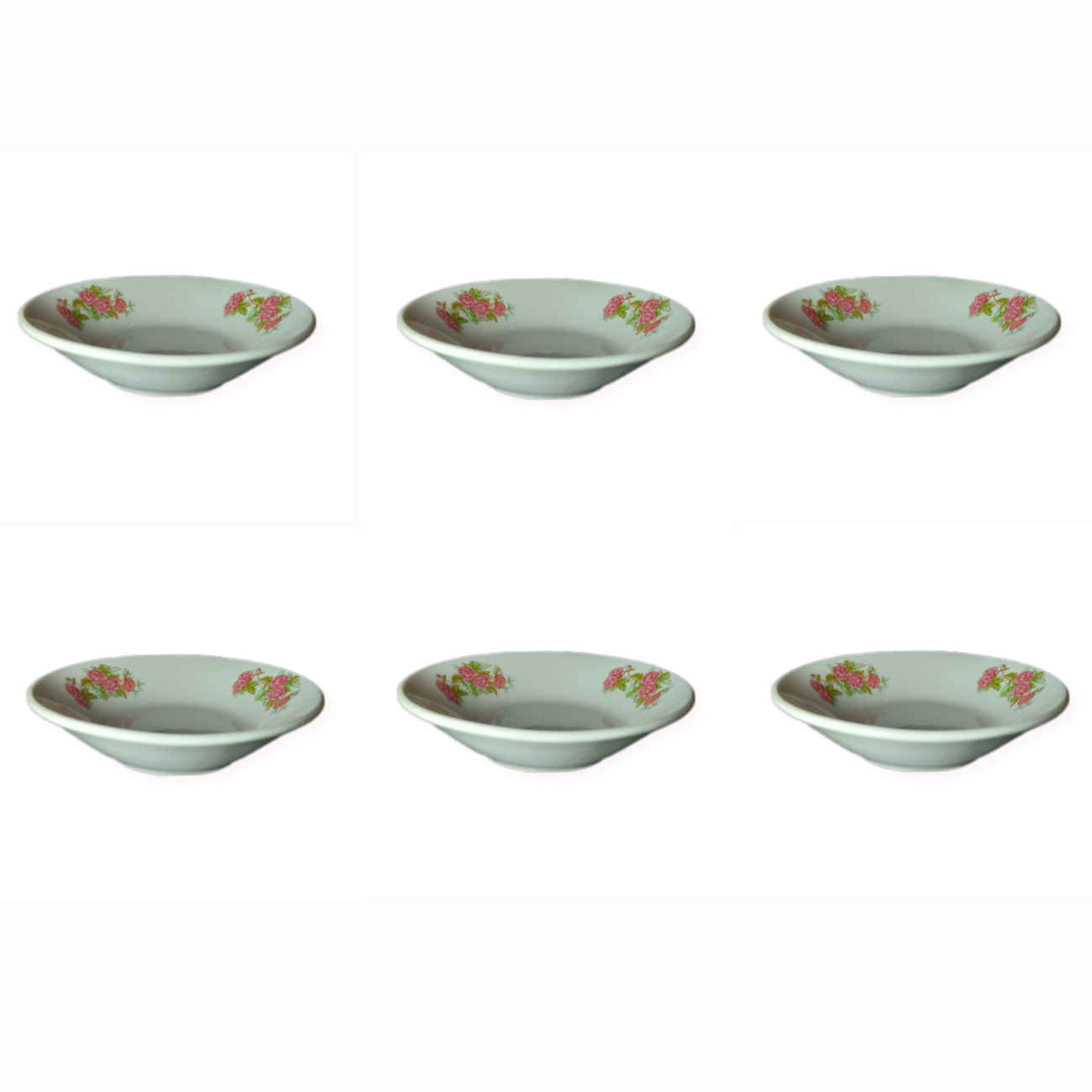 Vintage Red Rose Porcelain Bowl – Classic & Traditional Style (Set of 6)