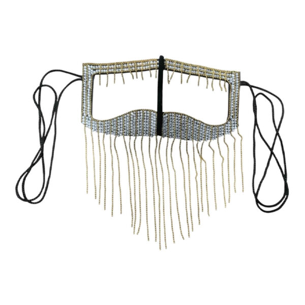 White Full Rhinestone Burqa – Luxurious Gold Chain Design (1)