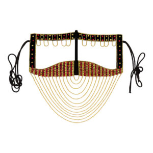 Women’s Handcrafted Rhinestone Burqa with Gold Crescent Chain