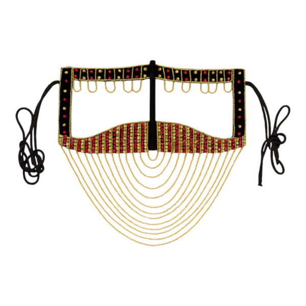 Women’s Handcrafted Rhinestone Burqa with Gold Crescent Chain (2)