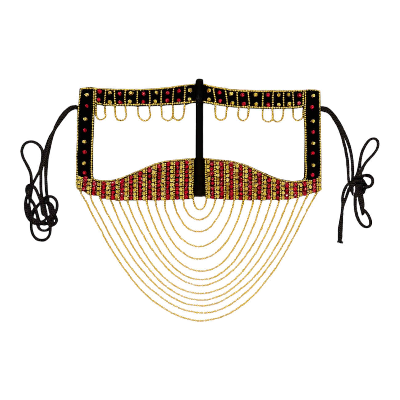 Women’s Handcrafted Rhinestone Burqa with Gold Crescent Chain