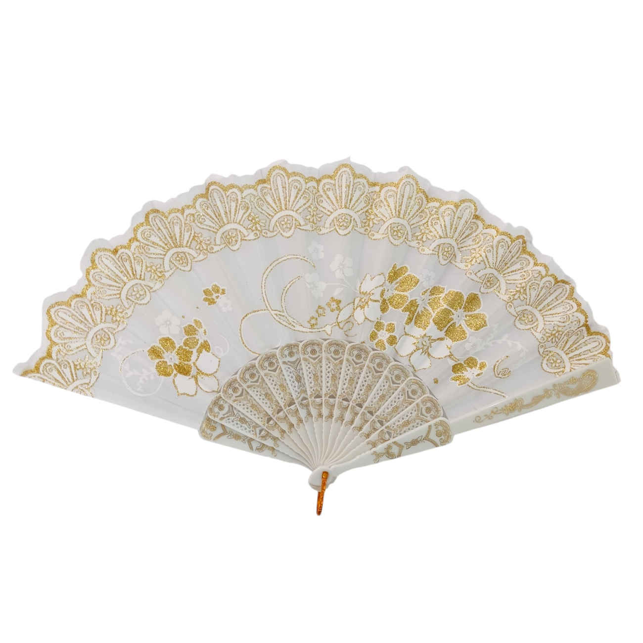 Zarbaft Hand Fan – Elegant Wooden Folding Fan with Golden Woven Design