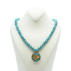 “Zodiac Resin Turquoise Inlay Necklace with Gold Leaf – Aquarius Design, Made for Aries” (1)