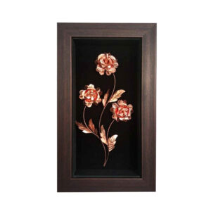 Handcrafted Persian Copper Flower Wall Art – Luxury Metalwork Gift in Classic Wooden Frame