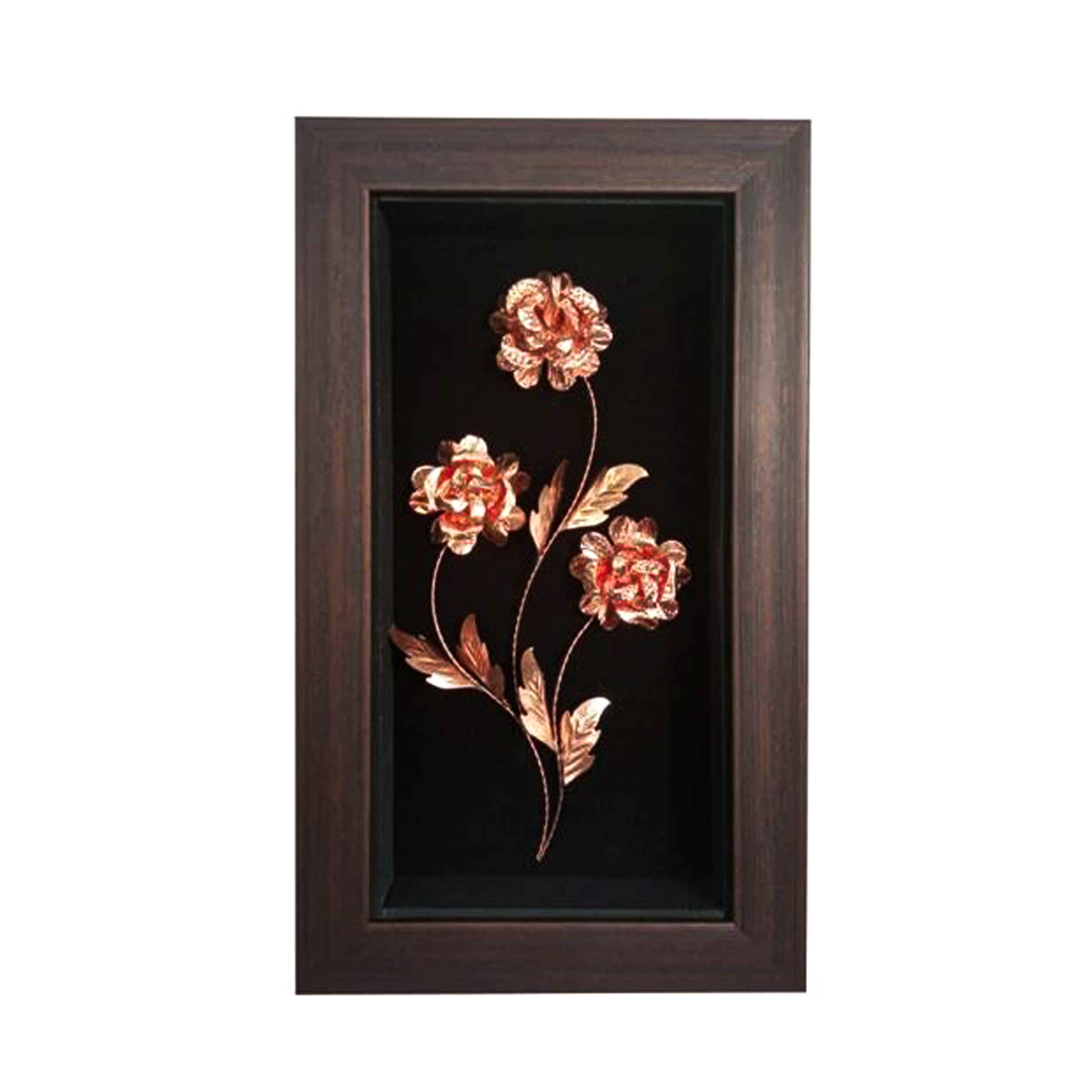 Main image of Handcrafted Persian Copper Flower Wall Art - Luxury Metalwork Gift in Classic Wooden Frame