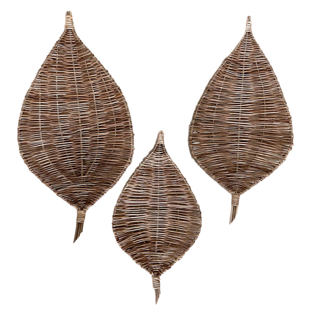 Main image of Handwoven Mervar Wicker Tray Set Leaf-Shaped – Multipurpose Serving & Wall Decor (3 pcs)