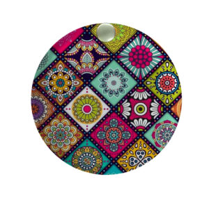 Persian Wooden Pocket Mirror with Rotating Lid and Square Motifs