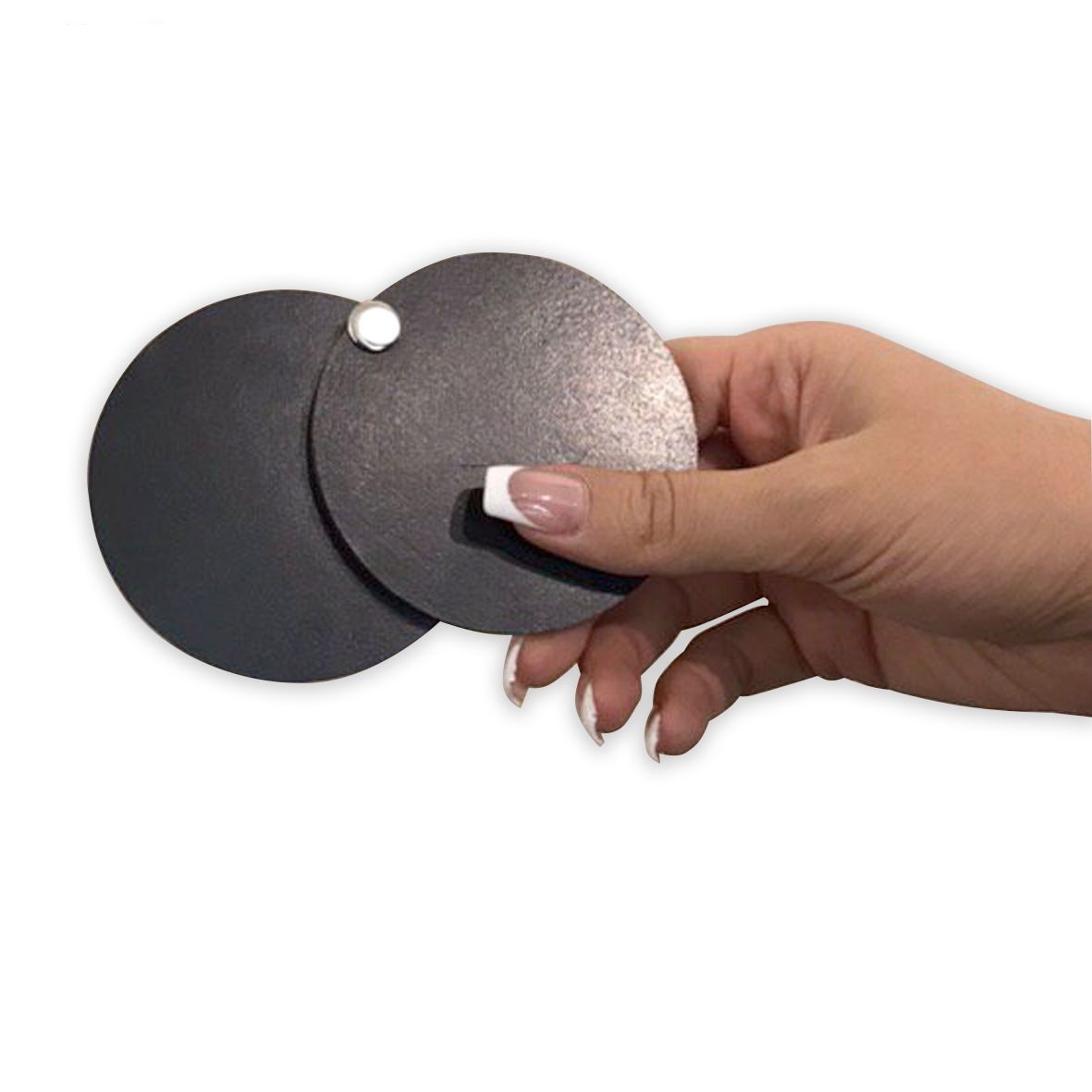 Persian Wooden Pocket Mirror with Rotating Lid and Square Motifs