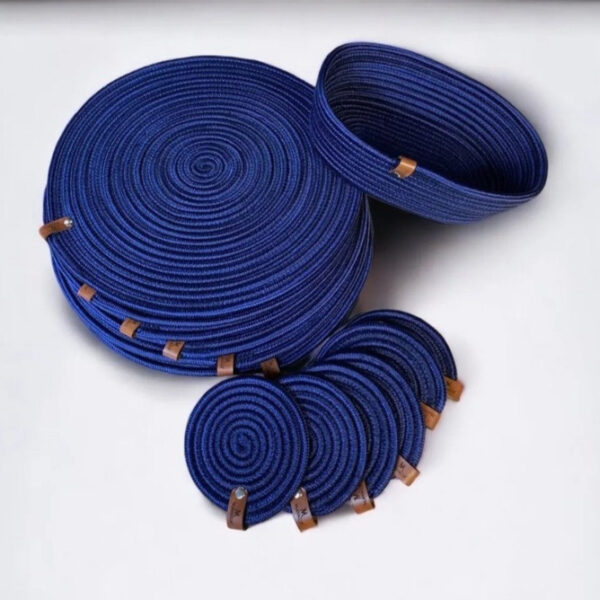 13-Piece Cotton Cord Placemats with Coasters & Bread Basket – Perfect for Plates, Drinks & Bread (9)