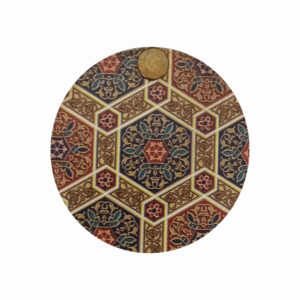 Iranian Wooden Pocket Mirror with Rotating Lid and Hexagonal Islamic Motifs