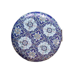 Iranian Folding Pocket Mirror – Dual-Sided with Blue Islamic Tilework Design