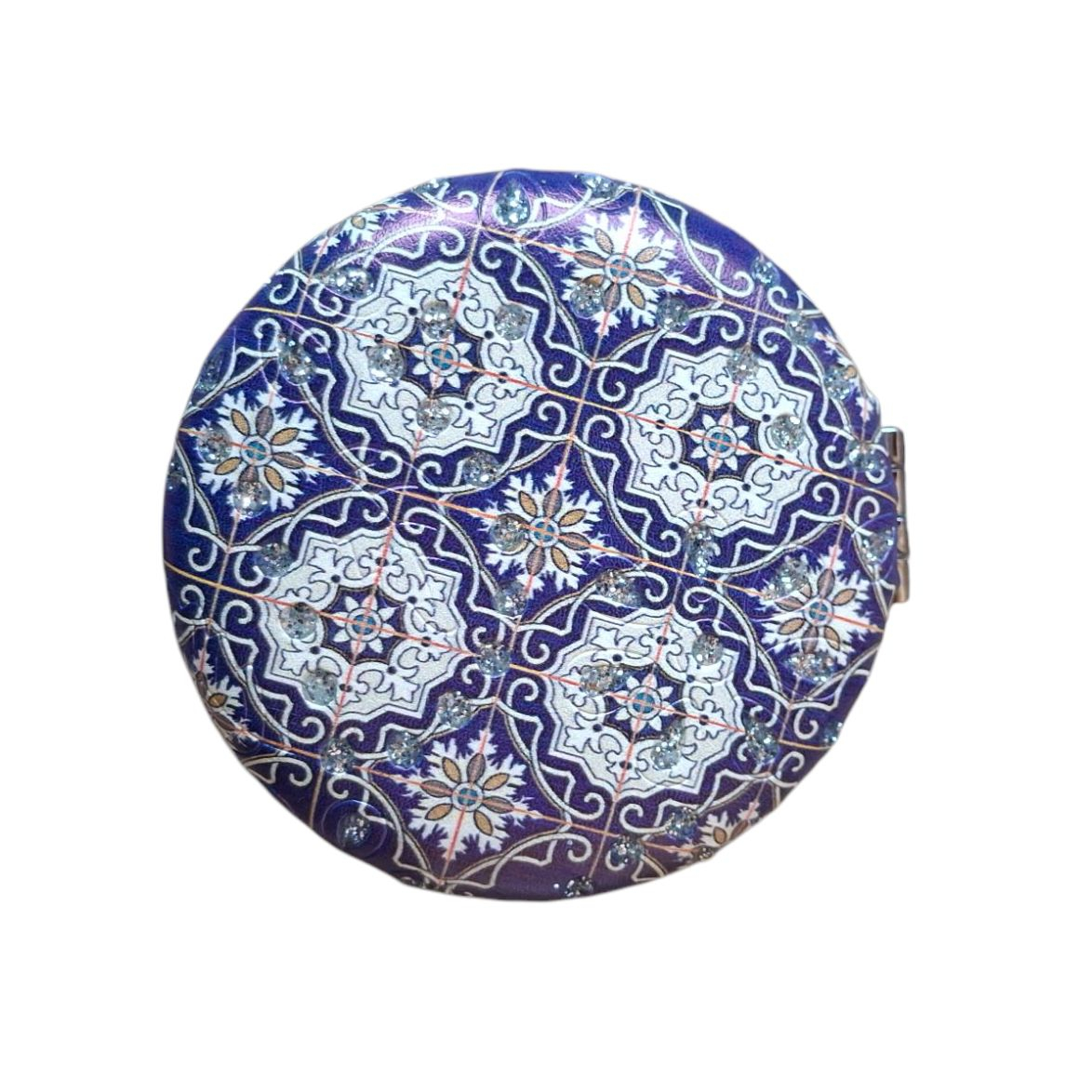 Main image of Iranian Folding Pocket Mirror – Dual-Sided with Blue Islamic Tilework Design