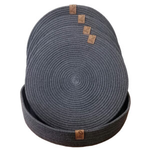 4-Piece Cotton Table Mat Set with Basket – Perfect for Plates & Hot Pots