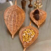 Thumbnail 5: Handwoven Mervar Wicker Tray Set Leaf-Shaped – Multipurpose Serving & Wall Decor (3 pcs)