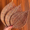Thumbnail 6: Handwoven Mervar Wicker Tray Set Leaf-Shaped – Multipurpose Serving & Wall Decor (3 pcs)