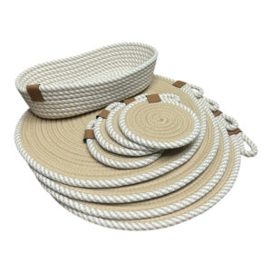 9-Piece Cotton Tableware Set – Placemats, Coasters & Basket for Everyday Dining