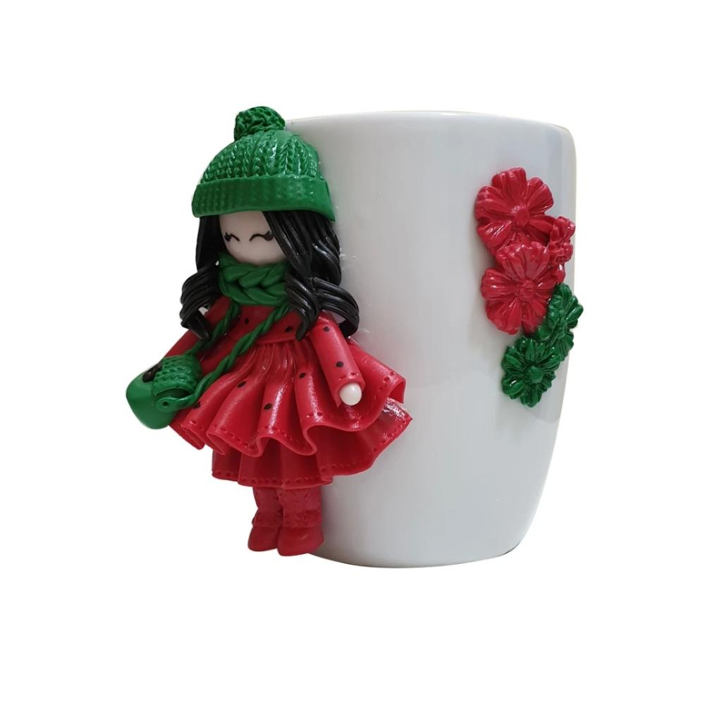 Artisan Handmade Yalda Doll Ceramic Mug – Colorful Decorative Mug for Hot and Cold Drinks
