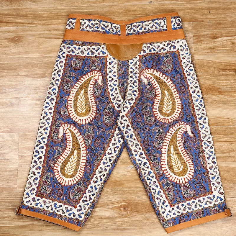 Authentic Persian Zoorkhaneh 3/4 Pant Made with Termeh Fabric & Genuine Leather