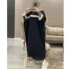Black Kaftan Abaya Poncho – Closed Front with Light‑Colored Fringe Detailing, Modest Fashion, Free Size (1)