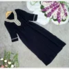 Thumbnail 4: Black Closed-Front Flare Abaya with Hand‑Stitched Embroidery Neckline and Sleeves