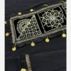 Thumbnail 2: Black Front-Closed Abaya with Golden Sequin and Coin Embroidery on Bust and Cuffs, Wide Sleeves, Side Slits