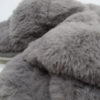 Thumbnail 3: Nikta Fluffy Cross Faux Fur Gray Slippers – Open Toe Fuzzy Slides
