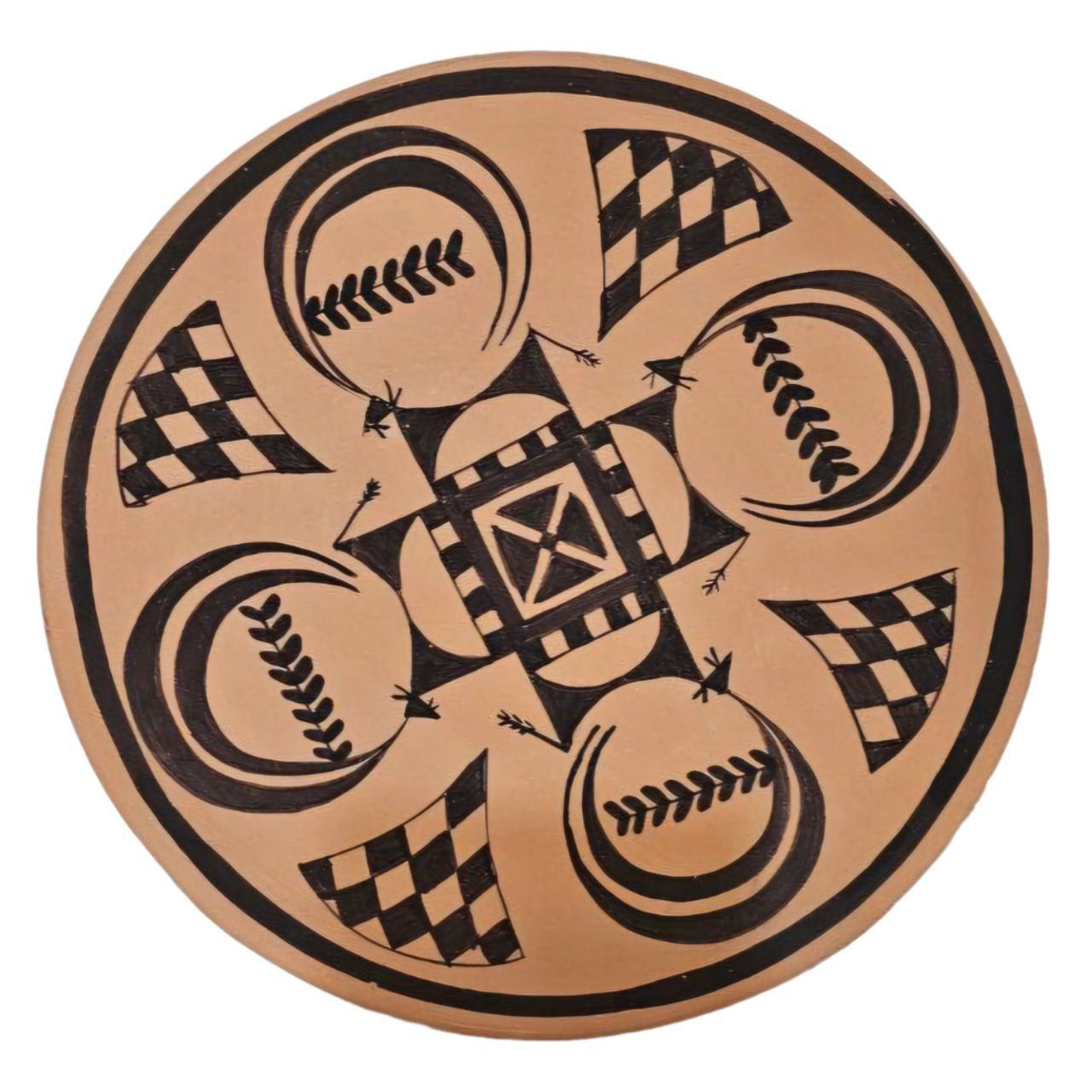 Hand-Painted Decorative Pottery Wall Plate in Brown – Concentric Persian Ethnic Goats