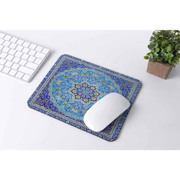 Desk Mouse Pad Traditional Persian Rug Design – Inclukdes Round Coaster, Soft Fabric Surface, Non-Slip Rubber Base