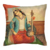 Thumbnail 2: Elegant Persian Art Velvet Cushion Cover - Printed Design of Girl and Kamancheh