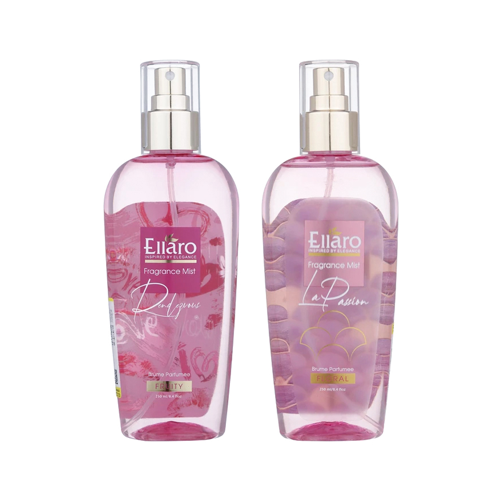 Main image of Ellaro Women’s Body Splash – Rendezvous & La Passion, Refreshing & Romantic Fragrance, 250ml (2x)