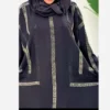 Thumbnail 3: Emirati Style Embroidered Abaya with Golden Versace Pattern Rhinestone Embellishment Design