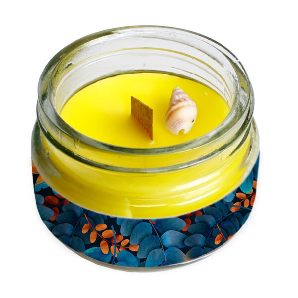 Floral Design Scented Jar Candle with Wooden Wick – A Beautiful Decorative Candle for Relaxation and Gifting (1)