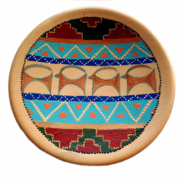 Hand-Painted Persian Decorative Pottery Wall Plate Model Persian Kilim Pattern